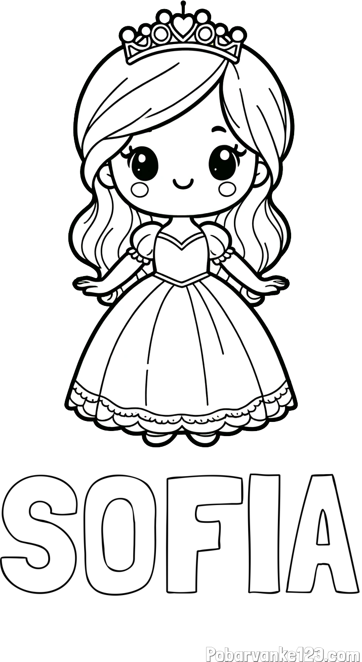 Pobarvanka imena SOFIA in pobarvanka ljubke princeske