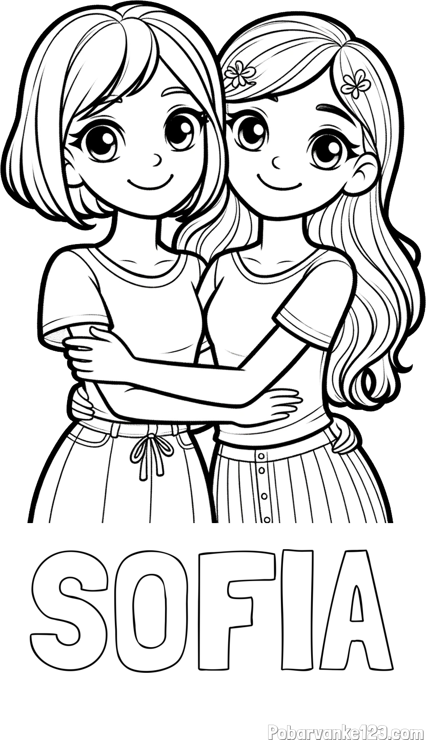 Pobarvanka imena SOFIA in pobarvanka ljubkih prijateljic