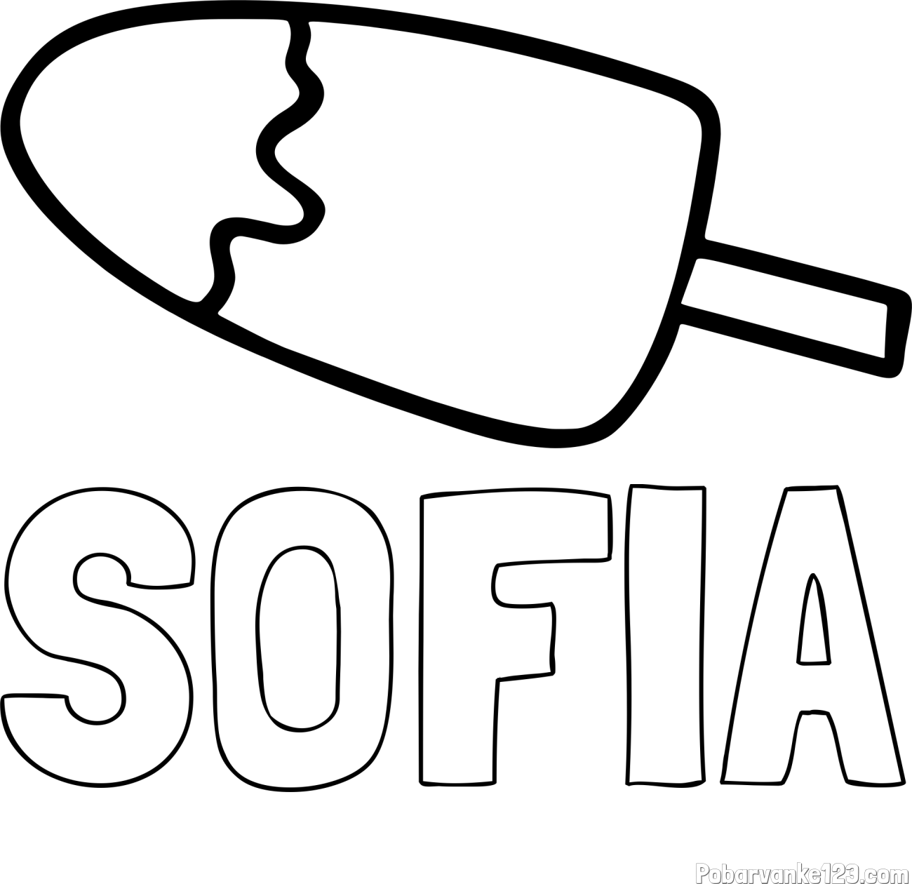 Pobarvanka imena SOFIA in pobarvanka lučke (sladoled na palčki)