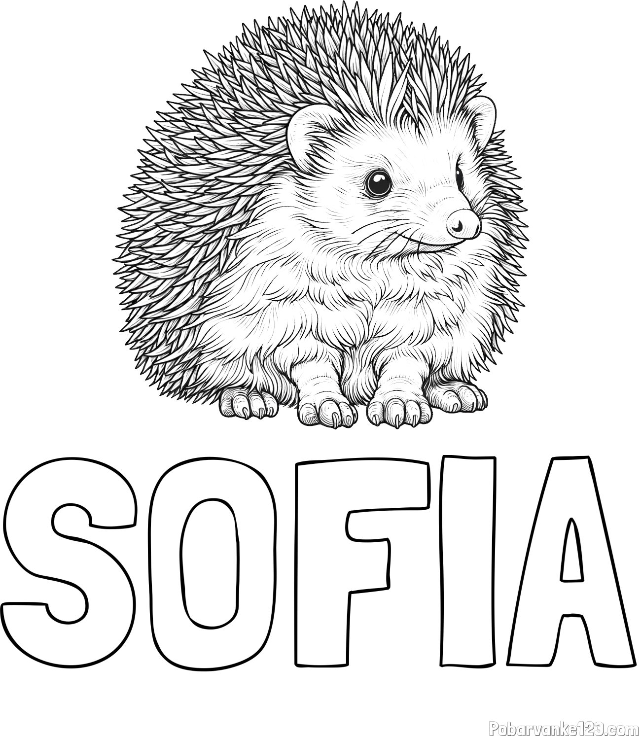 Pobarvanka imena SOFIA in pobarvanka nasmejanega ježa