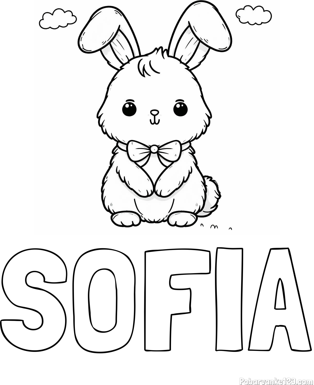 Pobarvanka imena SOFIA in pobarvanka prikupnega zajčka