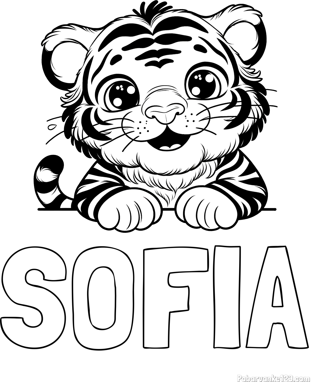 Pobarvanka imena SOFIA in pobarvanka tigrček
