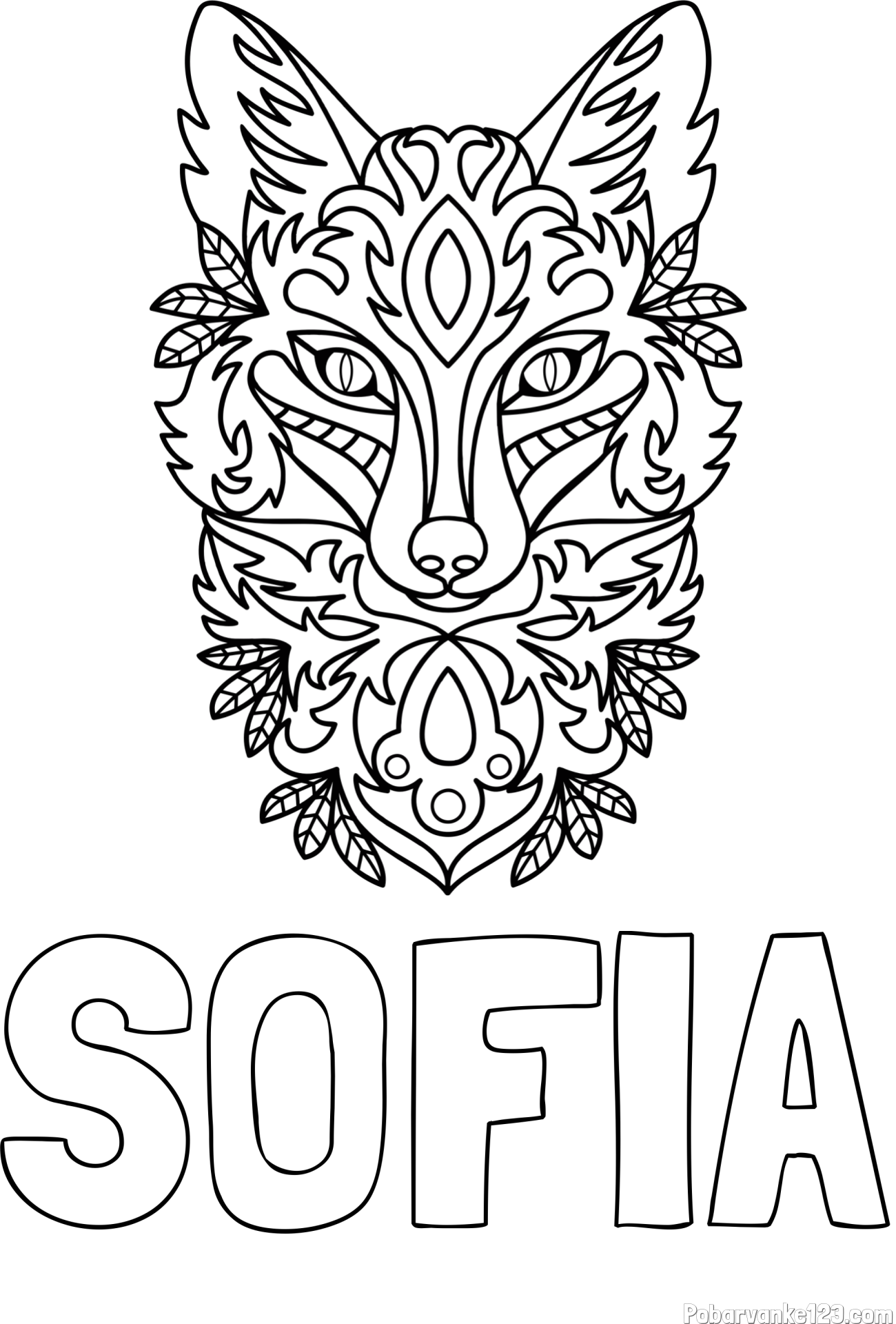 Pobarvanka imena SOFIA in pobarvanka volka - mandale