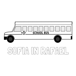 Online izdelana pobarvanka - Pobarvanka imena SOFIA IN RAFAEL in pobarvanka šolskega avtobusa