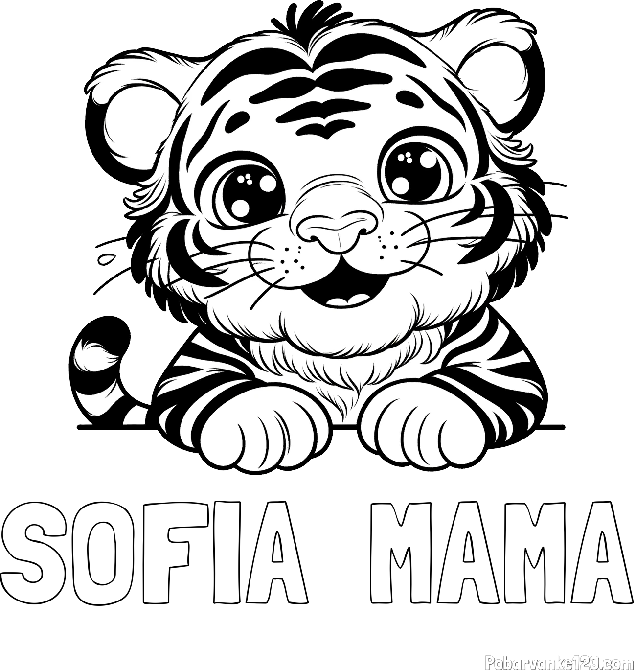Pobarvanka imena SOFIA  MAMA in pobarvanka tigrček