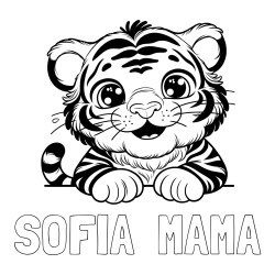 Online izdelana pobarvanka - Pobarvanka imena SOFIA  MAMA in pobarvanka tigrček