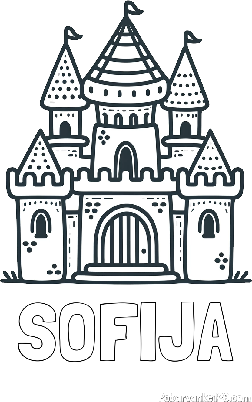 Pobarvanka imena SOFIJA in otroška pobarvanka gradu