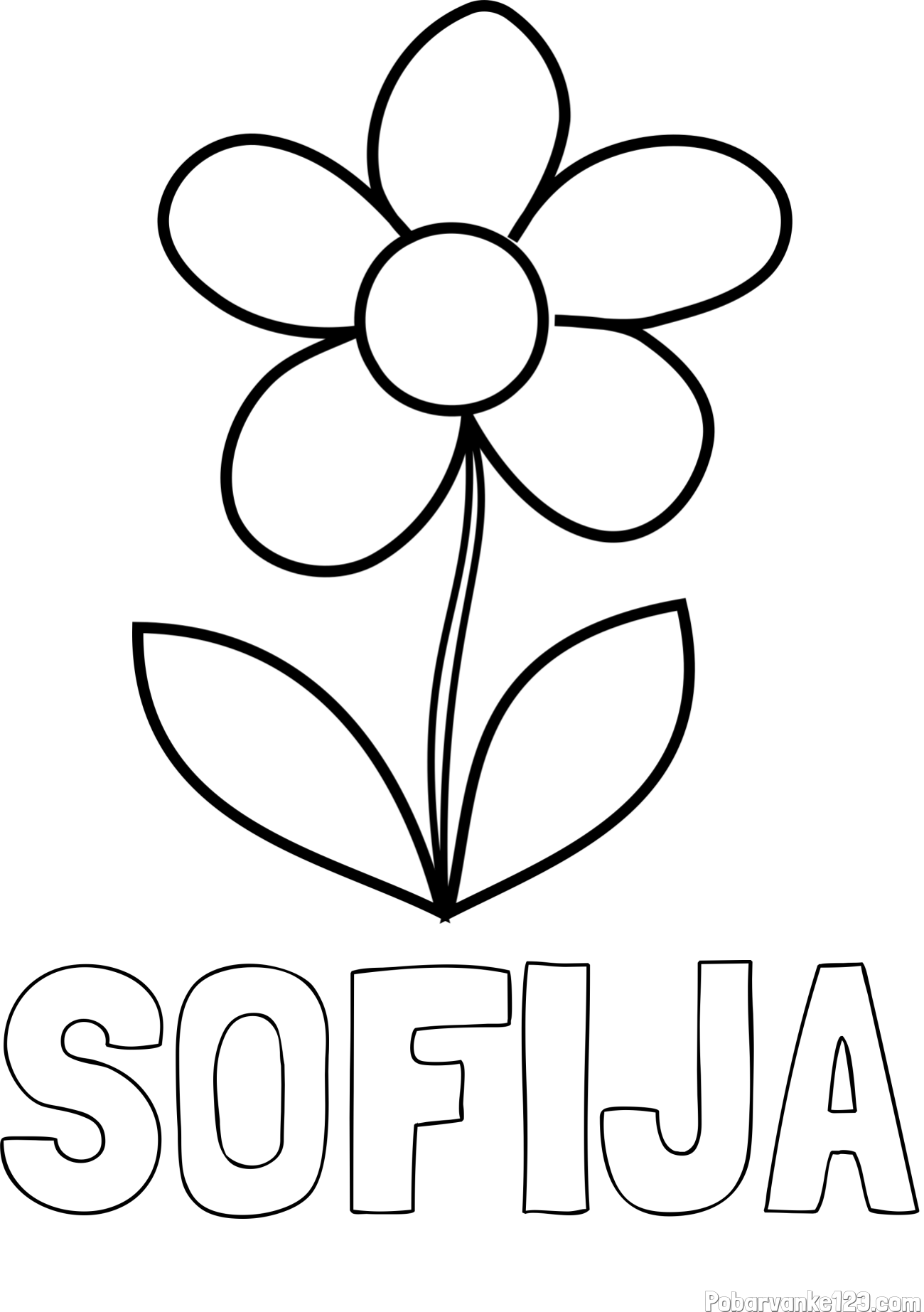Pobarvanka imena SOFIJA in otroška pobarvanka rože