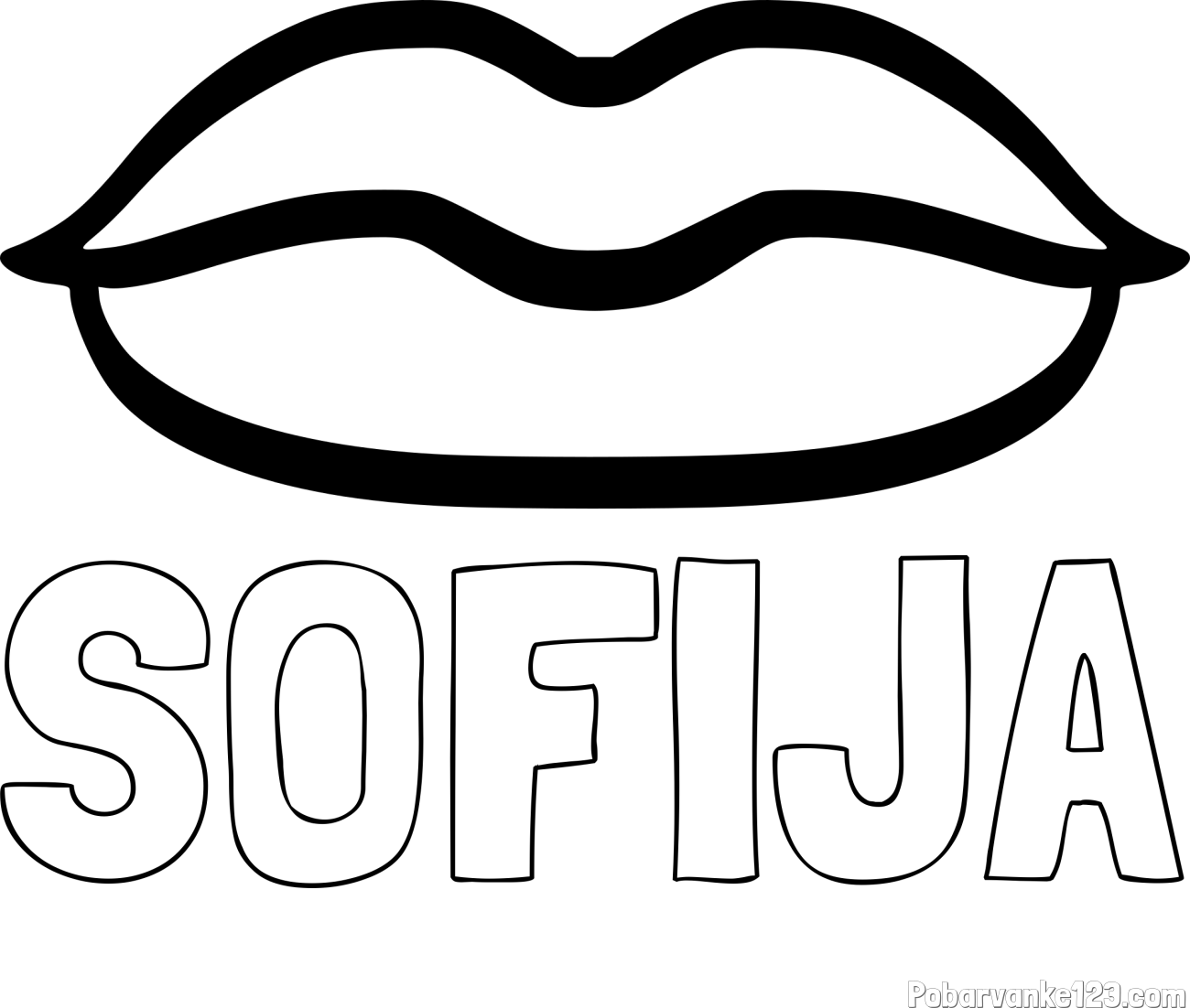 Pobarvanka imena SOFIJA in otroška pobarvanka ustnic