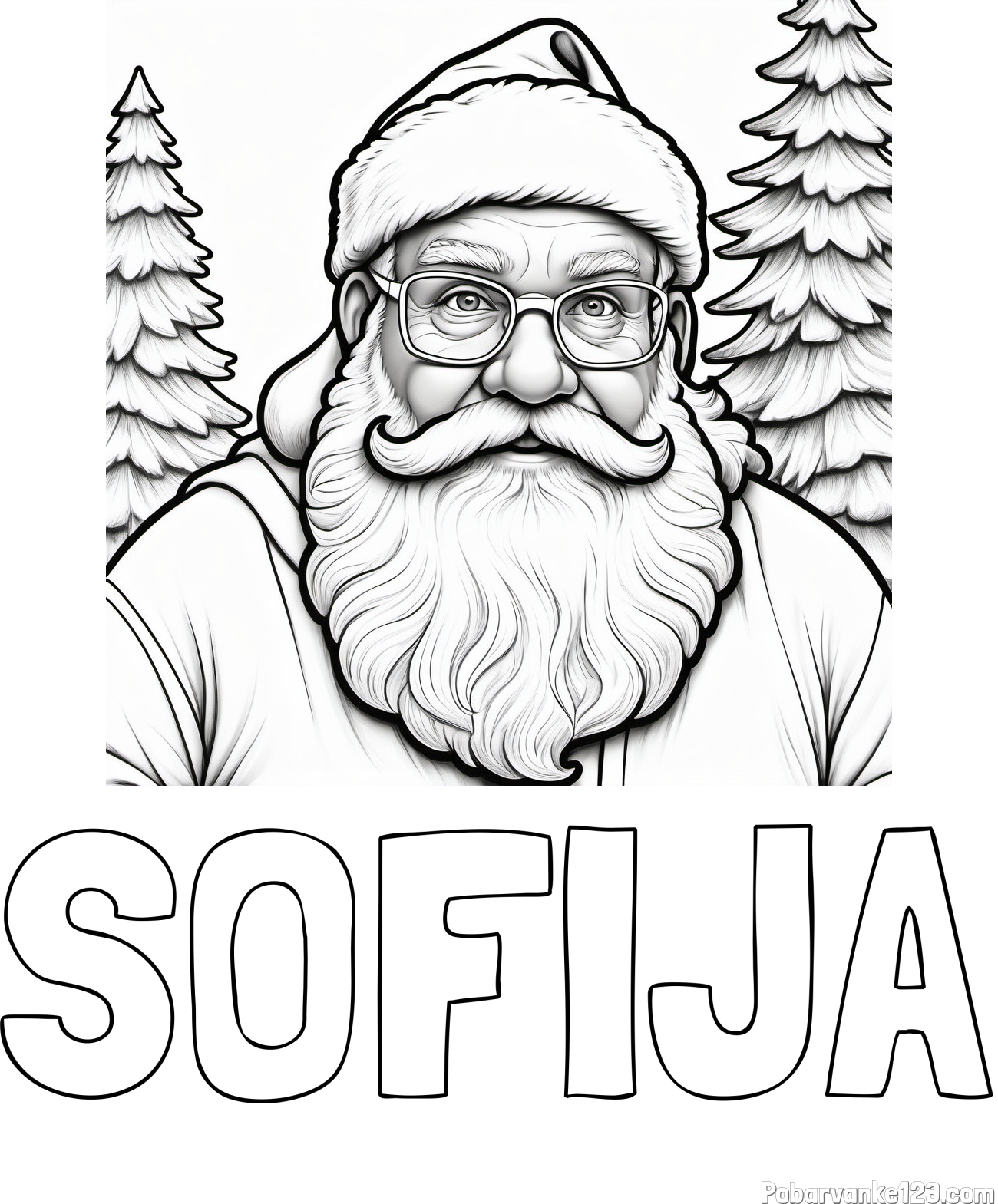 Pobarvanka imena SOFIJA in pobarvanka Božička z očali