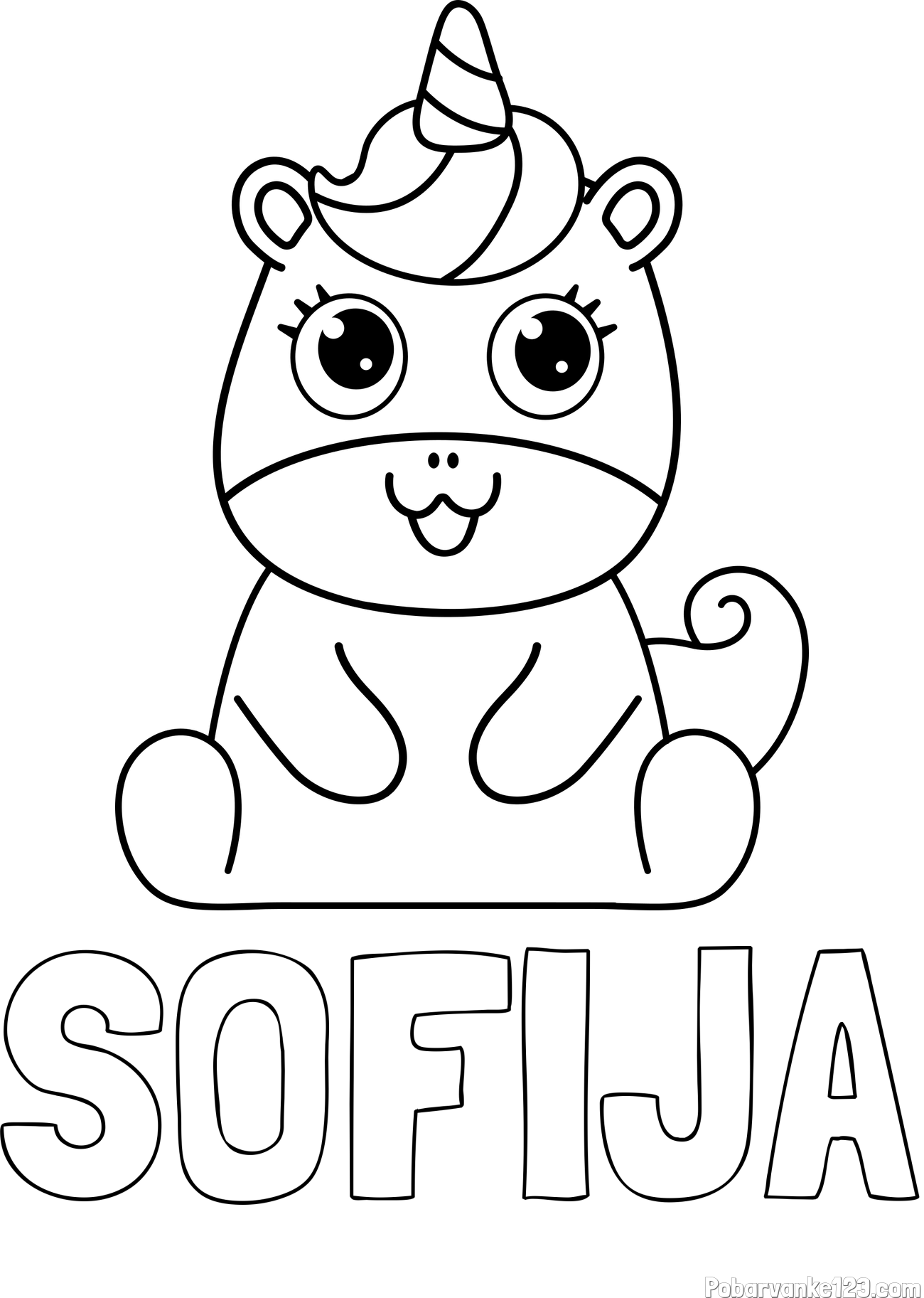 Pobarvanka imena SOFIJA in pobarvanka čudovitega samoroga Unicorn
