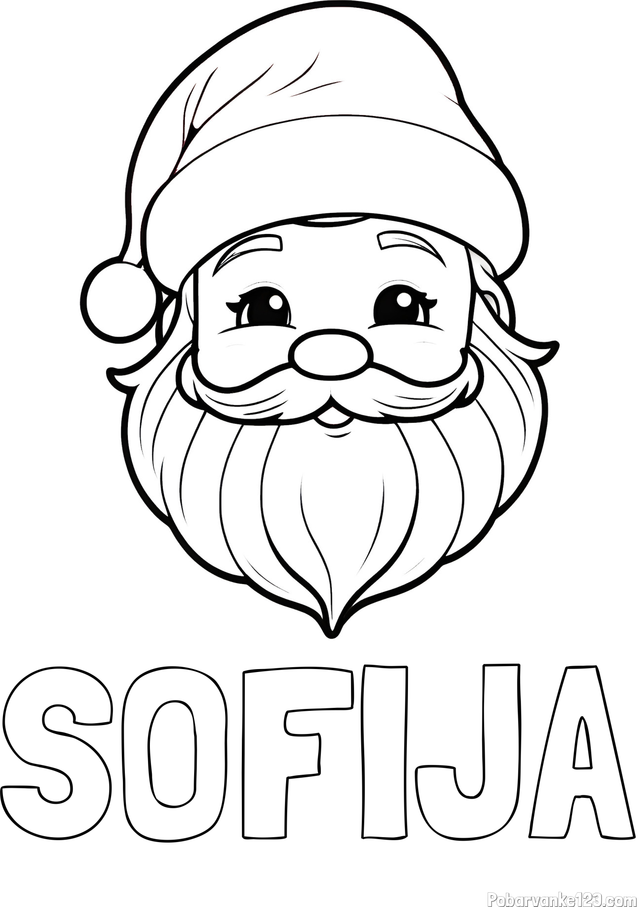 Pobarvanka imena SOFIJA in pobarvanka ljubke božičkove glave
