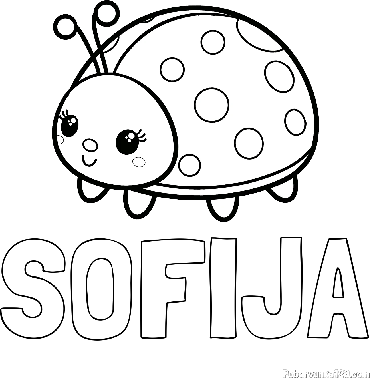 Pobarvanka imena SOFIJA in pobarvanka ljubke pikapolonice