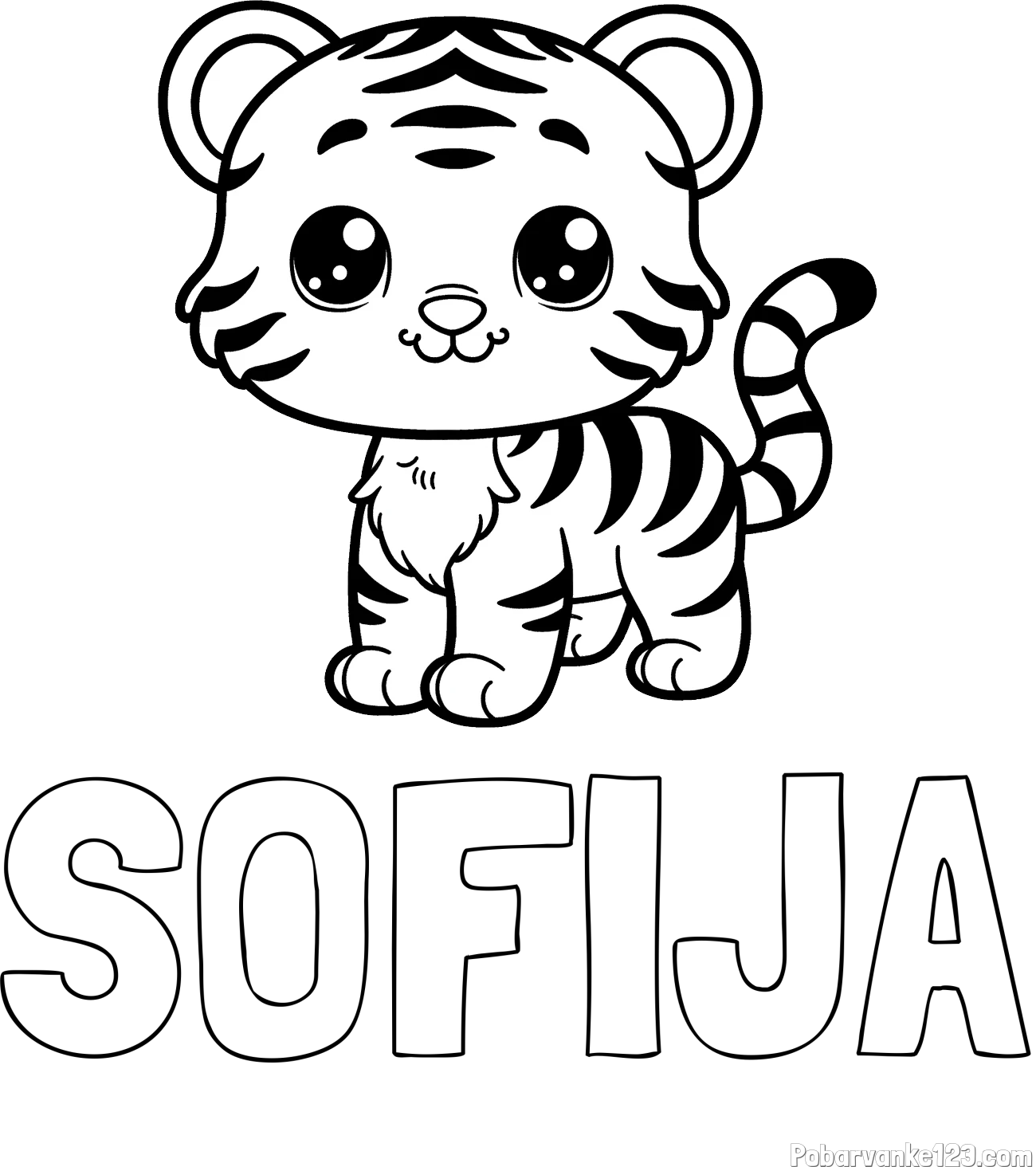 Pobarvanka imena SOFIJA in pobarvanka ljubkega tigrčka