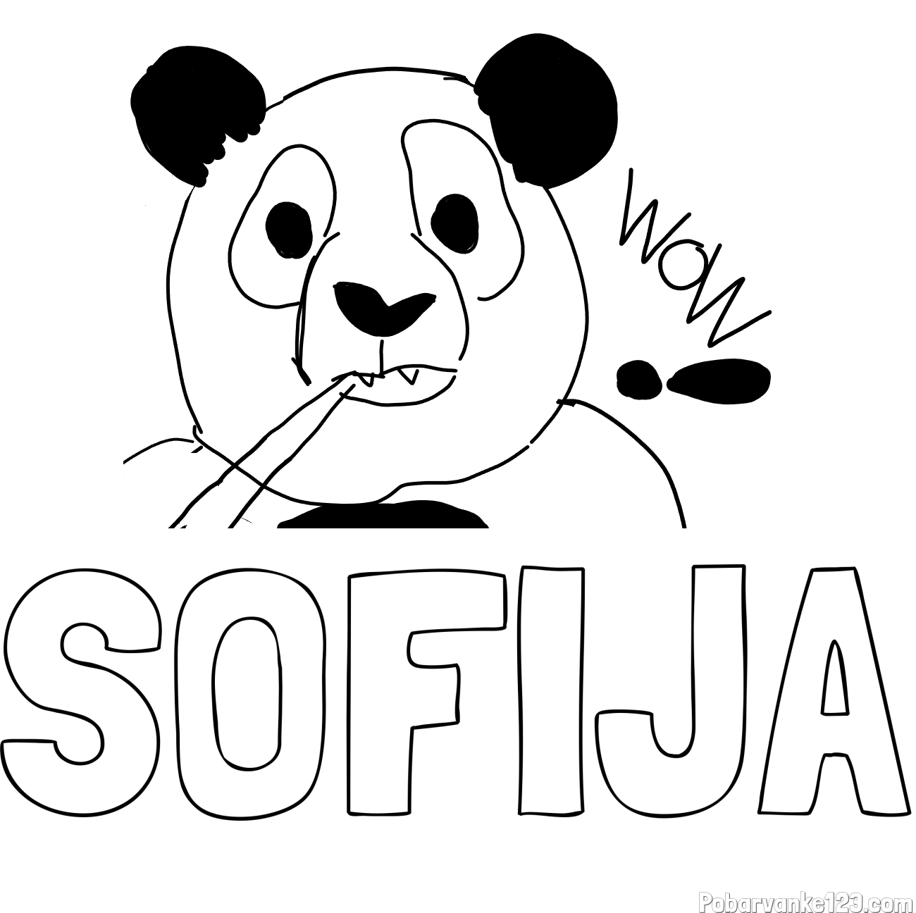 Pobarvanka imena SOFIJA in pobarvanka “Prestrašena panda”