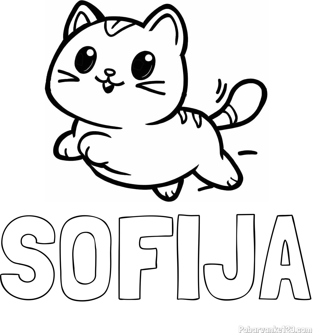 Pobarvanka imena SOFIJA in pobarvanka prikupne mačke med tekom