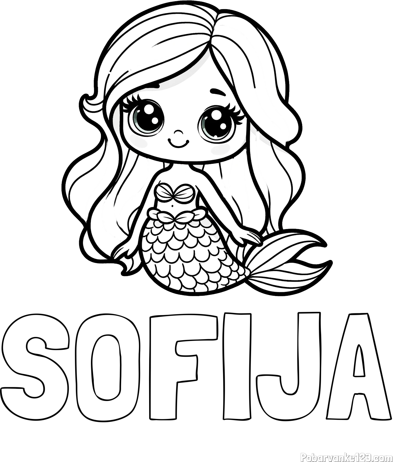 Pobarvanka imena SOFIJA in pobarvanka prikupne morske deklice
