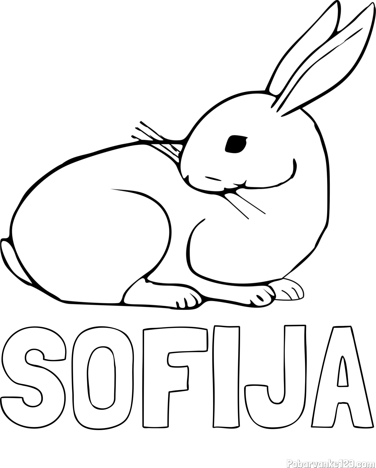 Pobarvanka imena SOFIJA in pobarvanka zajčka, ki je nekaj opazil