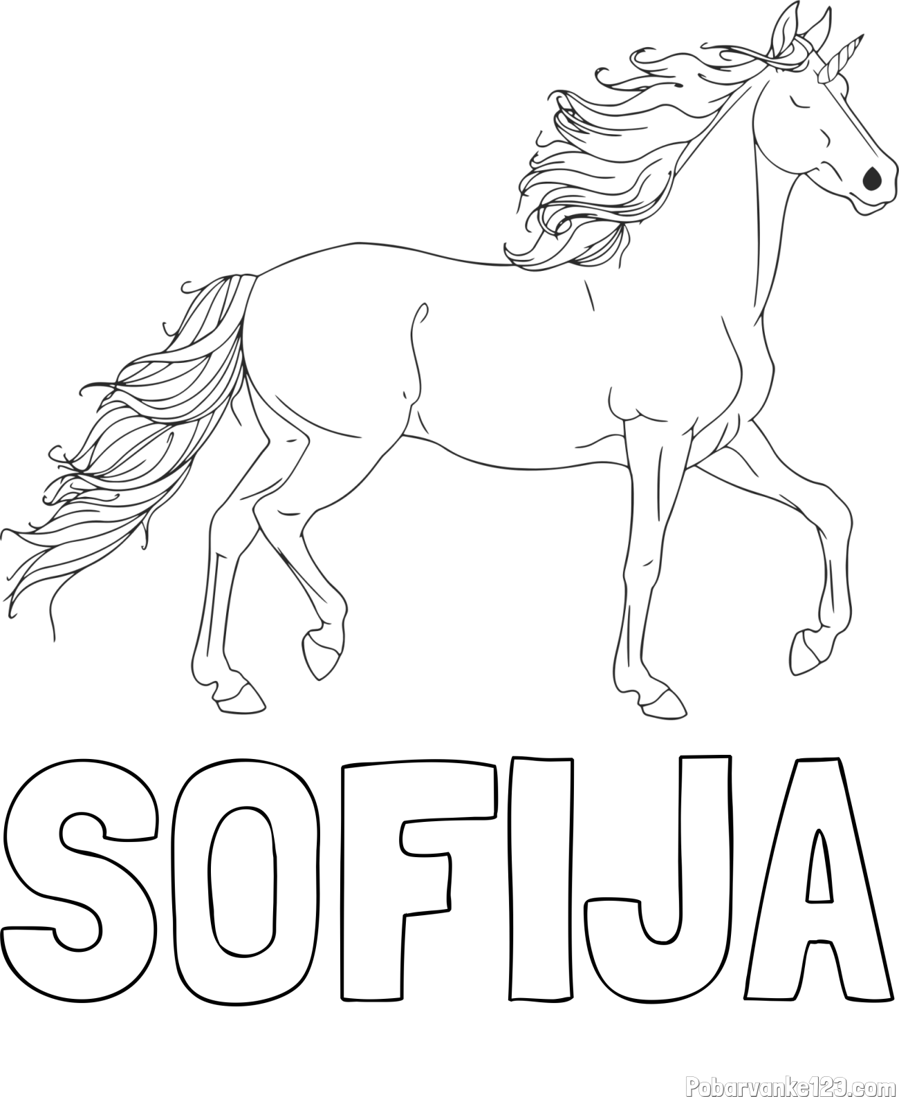 Pobarvanka imena SOFIJA in samorog