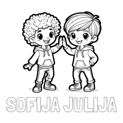 Online izdelana pobarvanka - Pobarvanka imena SOFIJA JULIJA in pobarvanka dveh nasmejanih prijateljev
