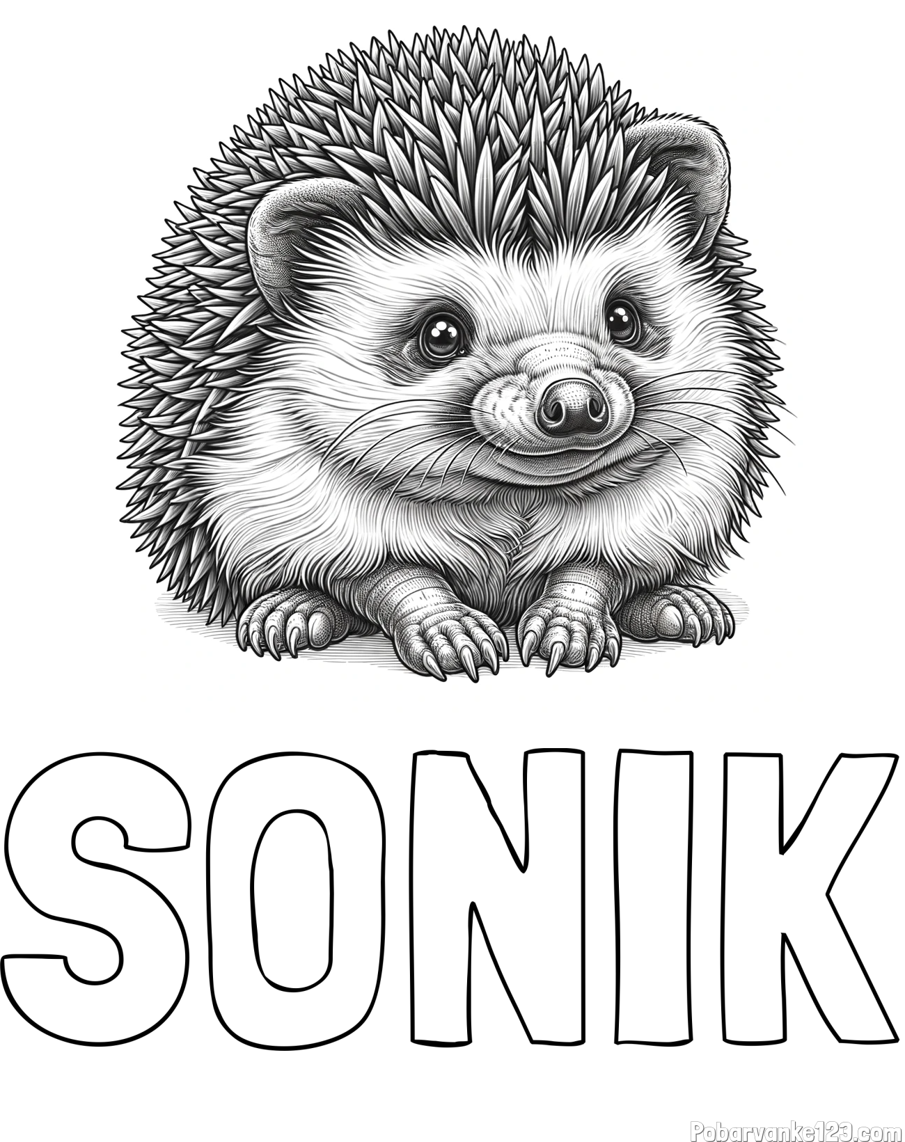 Pobarvanka imena SONIK in pobarvanka ježa