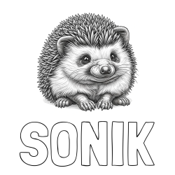 Online izdelana pobarvanka - Pobarvanka imena SONIK in pobarvanka ježa