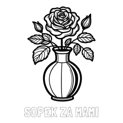 Online izdelana pobarvanka - Pobarvanka imena ŠOPEK ZA MAMI in pobarvanka čudovite vrtnice v vazi