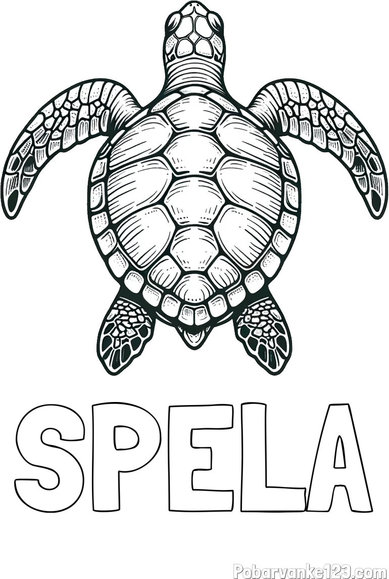 Pobarvanka imena ŠPELA in enostavna pobarvanka želve