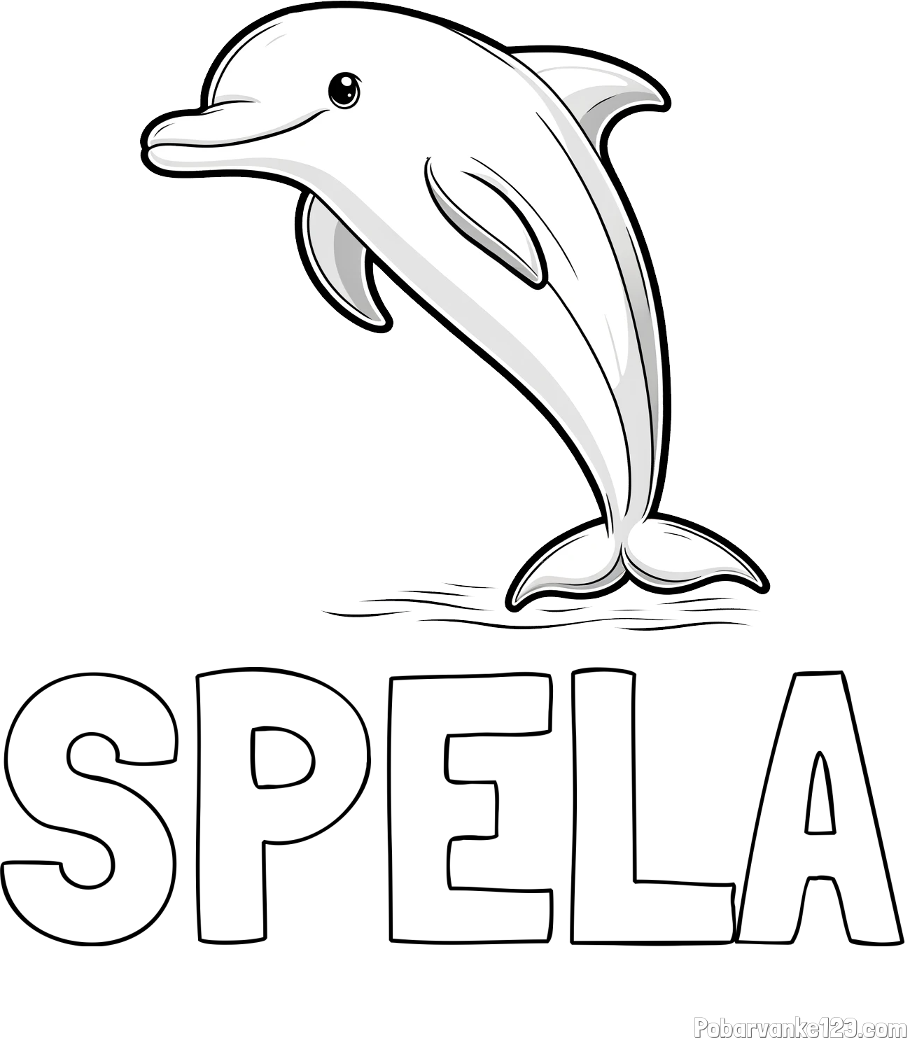 Pobarvanka imena ŠPELA in pobarvanka delfina