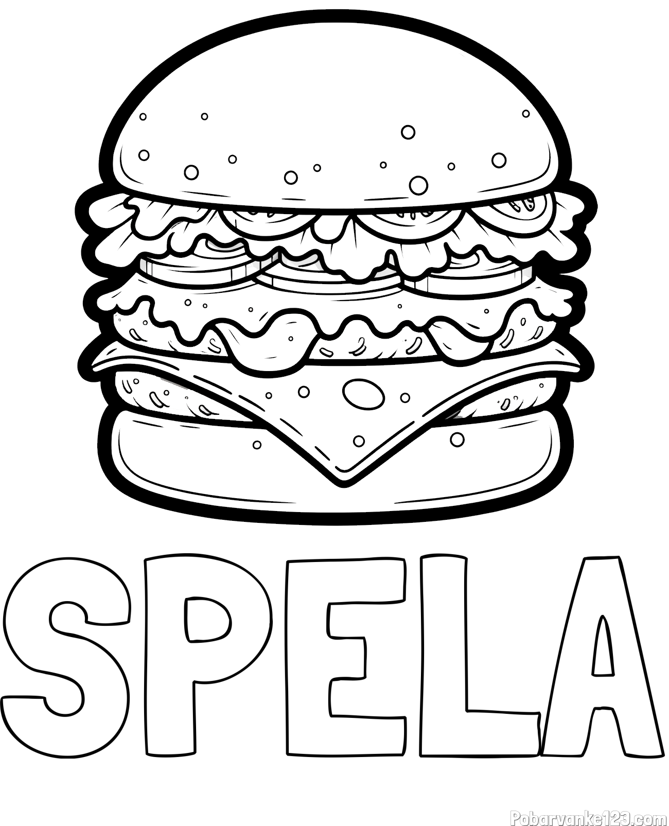 Pobarvanka imena ŠPELA in pobarvanka hamburger