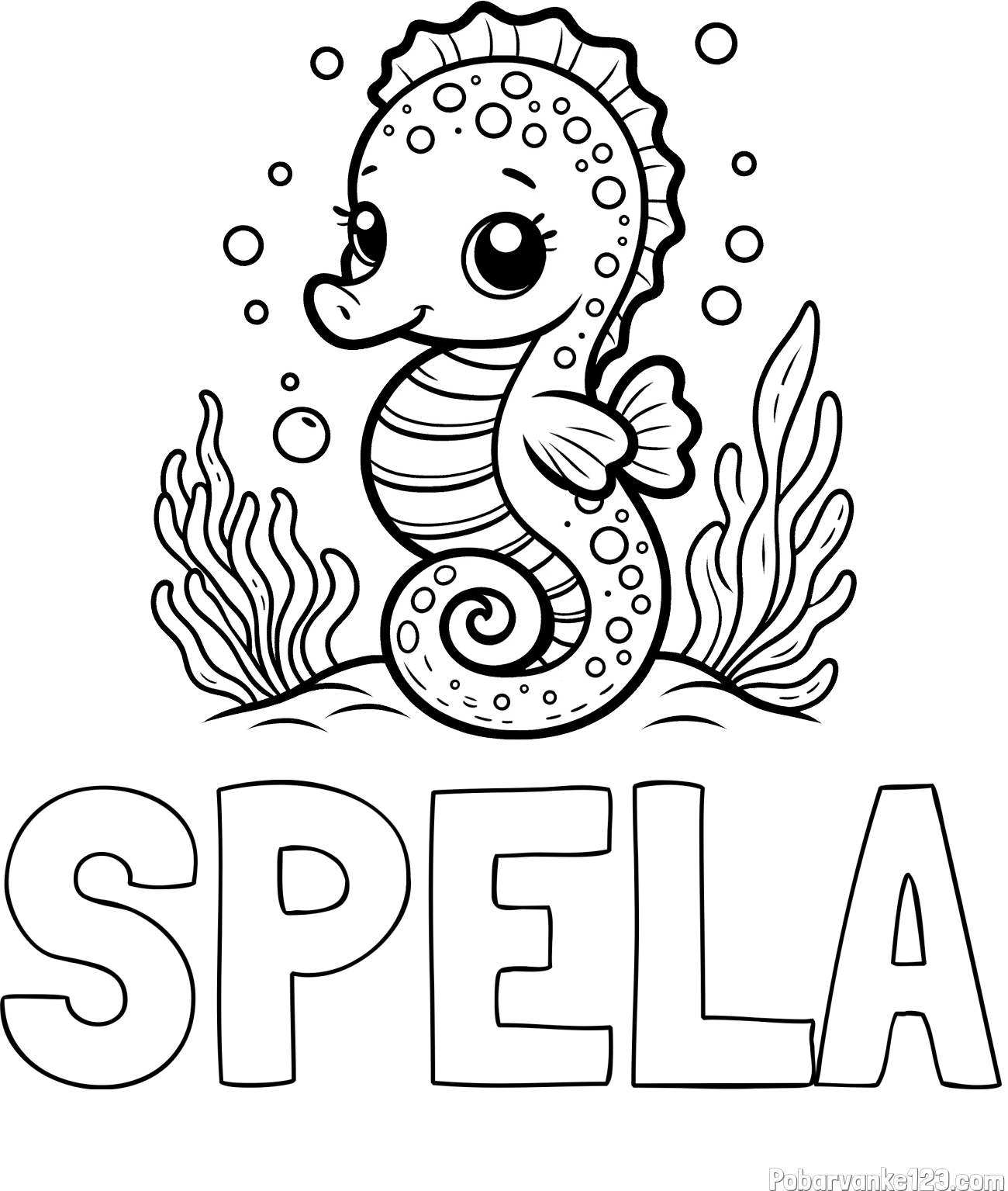 Pobarvanka imena ŠPELA in pobarvanka morskega konjička