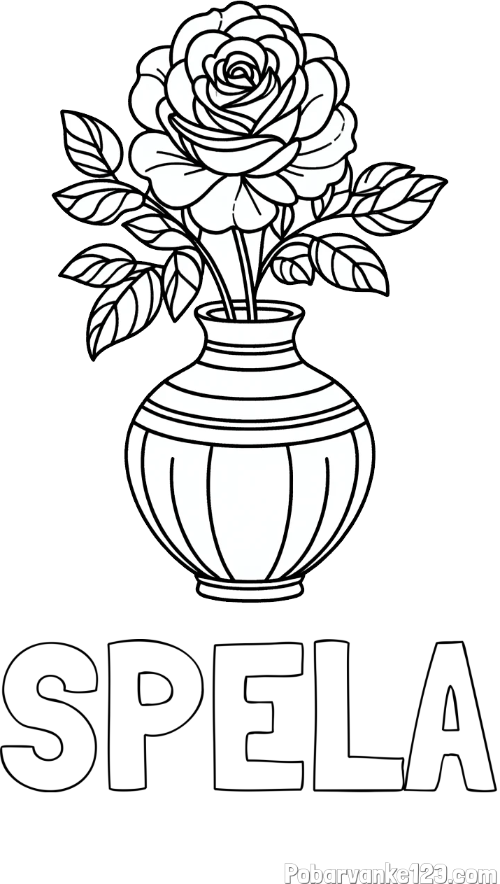 Pobarvanka imena ŠPELA in pobarvanka vrtnice v vazi