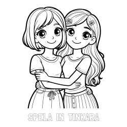 Online izdelana pobarvanka - Pobarvanka imena ŠPELA  IN  TINKARA in pobarvanka ljubkih prijateljic
