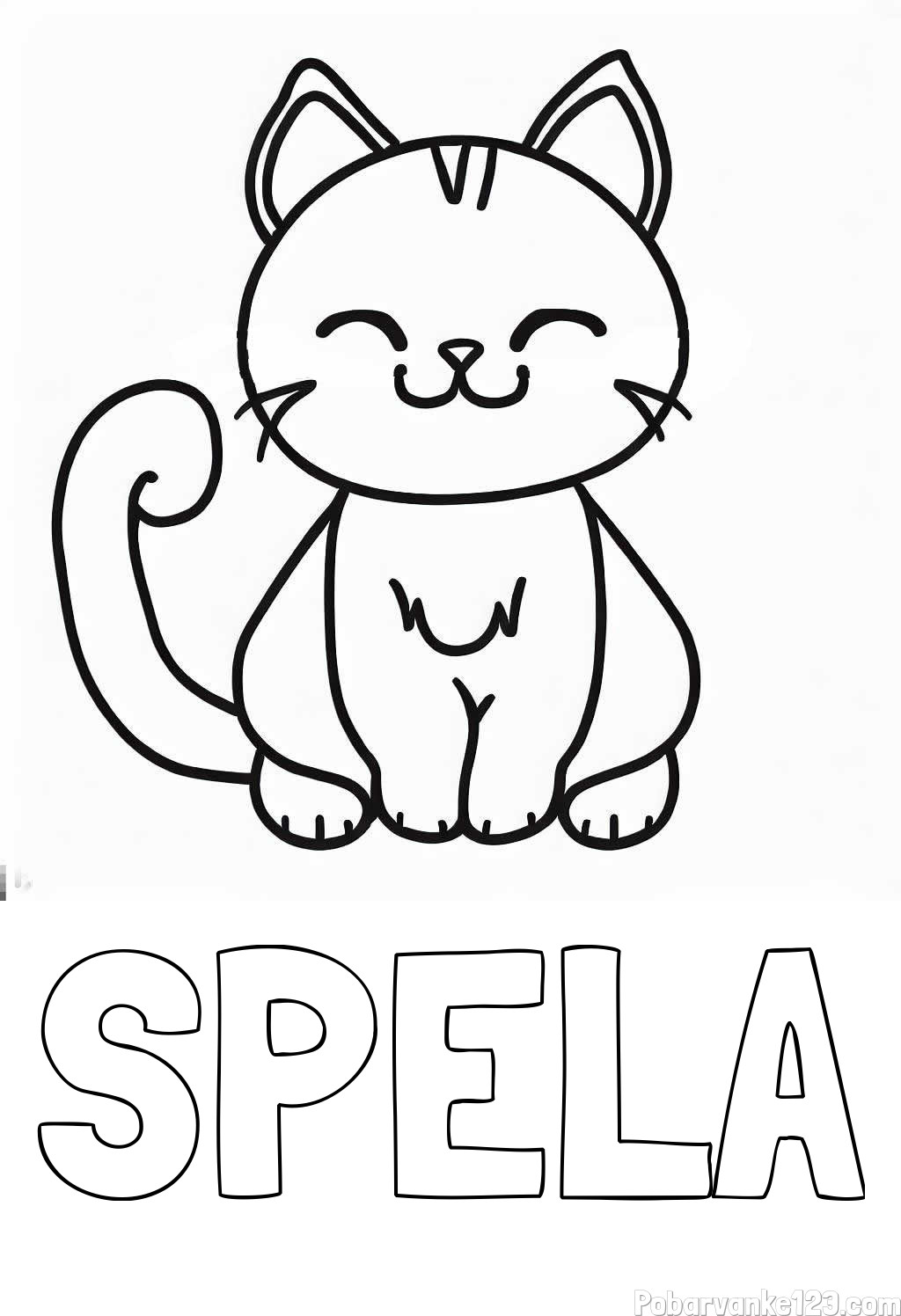 Pobarvanka imena ŠPELA ter ljubke mucke