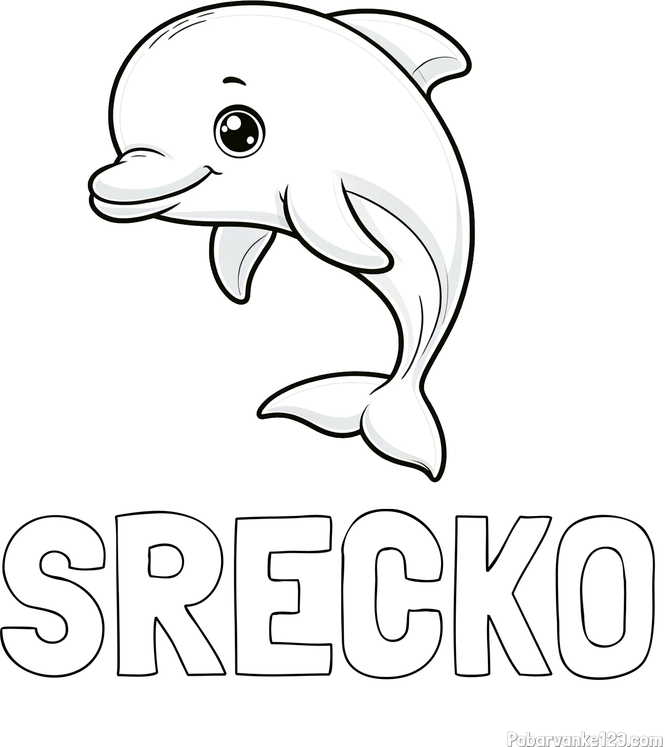 Pobarvanka imena SREČKO in otroška pobarvanka ljubkega delfina