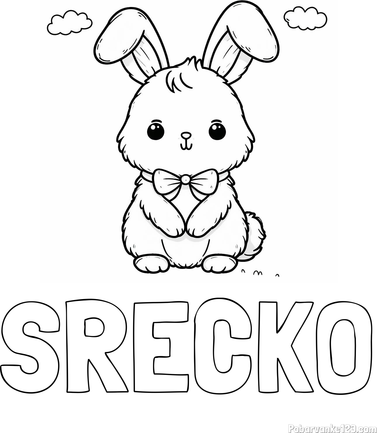 Pobarvanka imena SREČKO in pobarvanka prikupnega zajčka