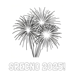 Pobarvanka SREČNO 2025! in lepa pobarvanka ognjemeta