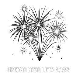 Online izdelana pobarvanka - Pobarvanka imena SREČNO NOVO LETO 2025 in pobarvanke velikega ognjemeta