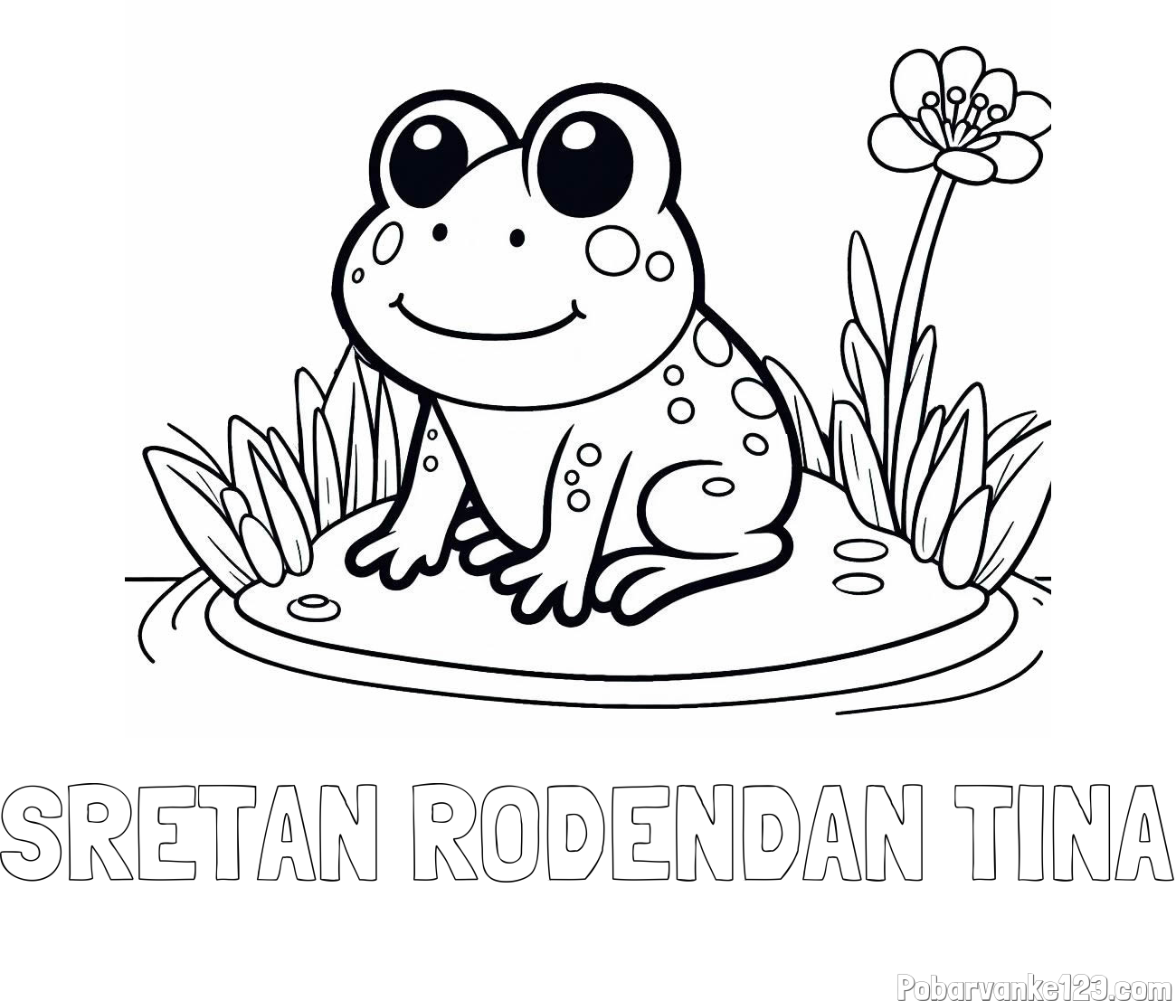 Pobarvanka imena SRETAN ROĐENDAN TINA in pobarvanka žabe