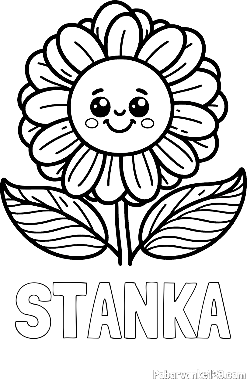 Pobarvanka imena STANKA in pobarvanka ljubke in nasmejane rože