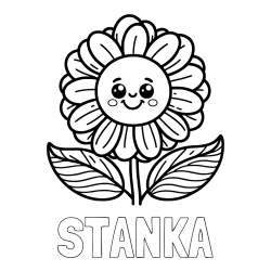 Online izdelana pobarvanka - Pobarvanka imena STANKA in pobarvanka ljubke in nasmejane rože