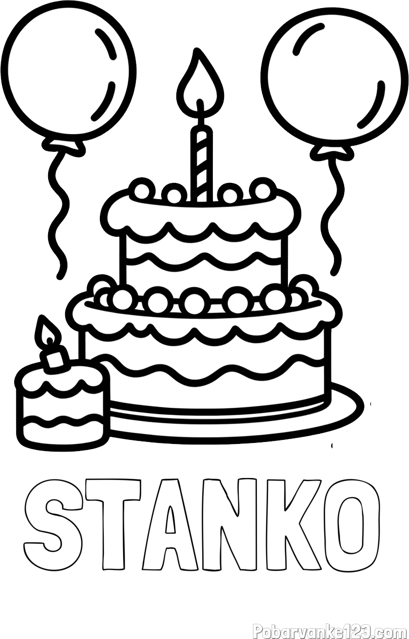 Pobarvanka imena STANKO in pobarvanka velike rojstnodnevne torte