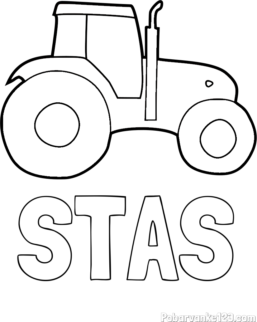 Pobarvanka imena STAŠ in otroška pobarvanka traktorja