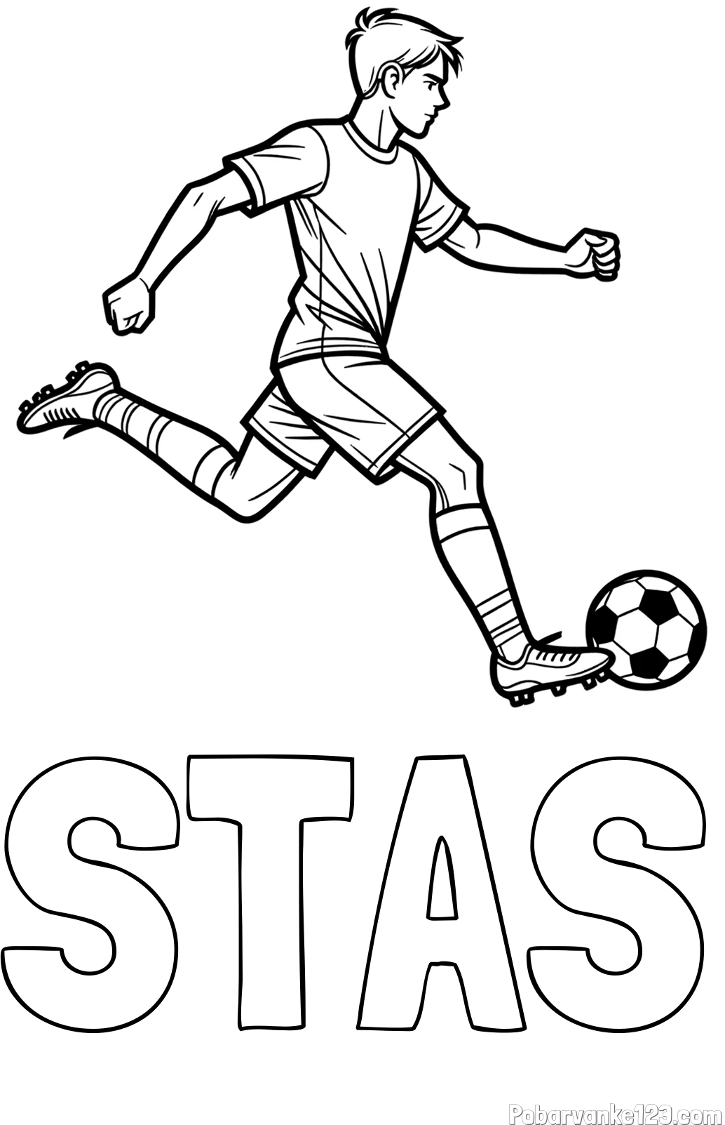 Pobarvanka imena STAŠ in pobarvanka nogometaša v napadu