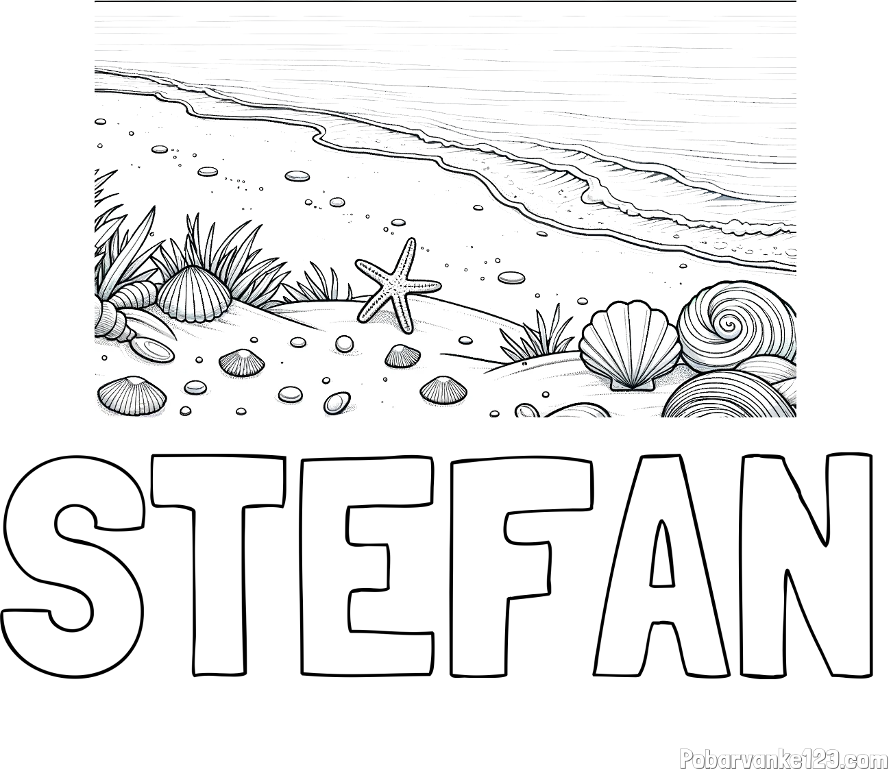 Pobarvanka imena STEFAN in pobarvanka morja in plaže