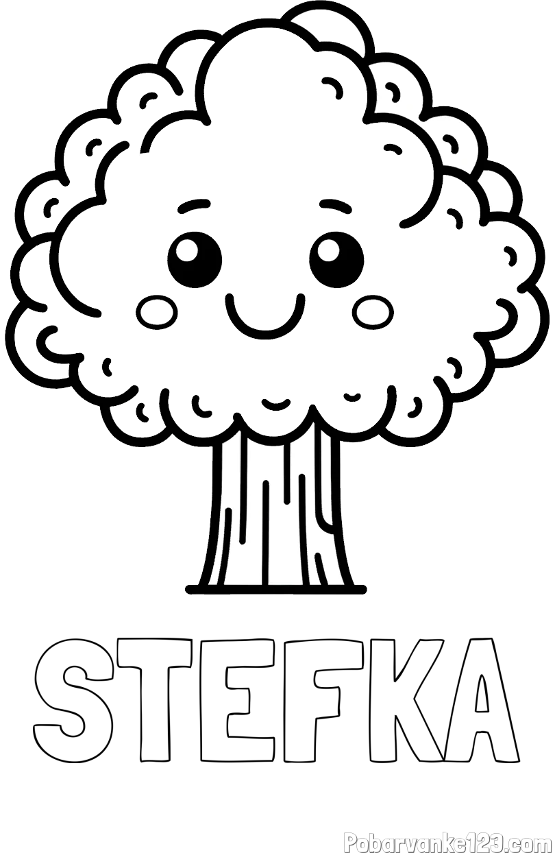 Pobarvanka imena ŠTEFKA in otroška pobarvanka drevesa