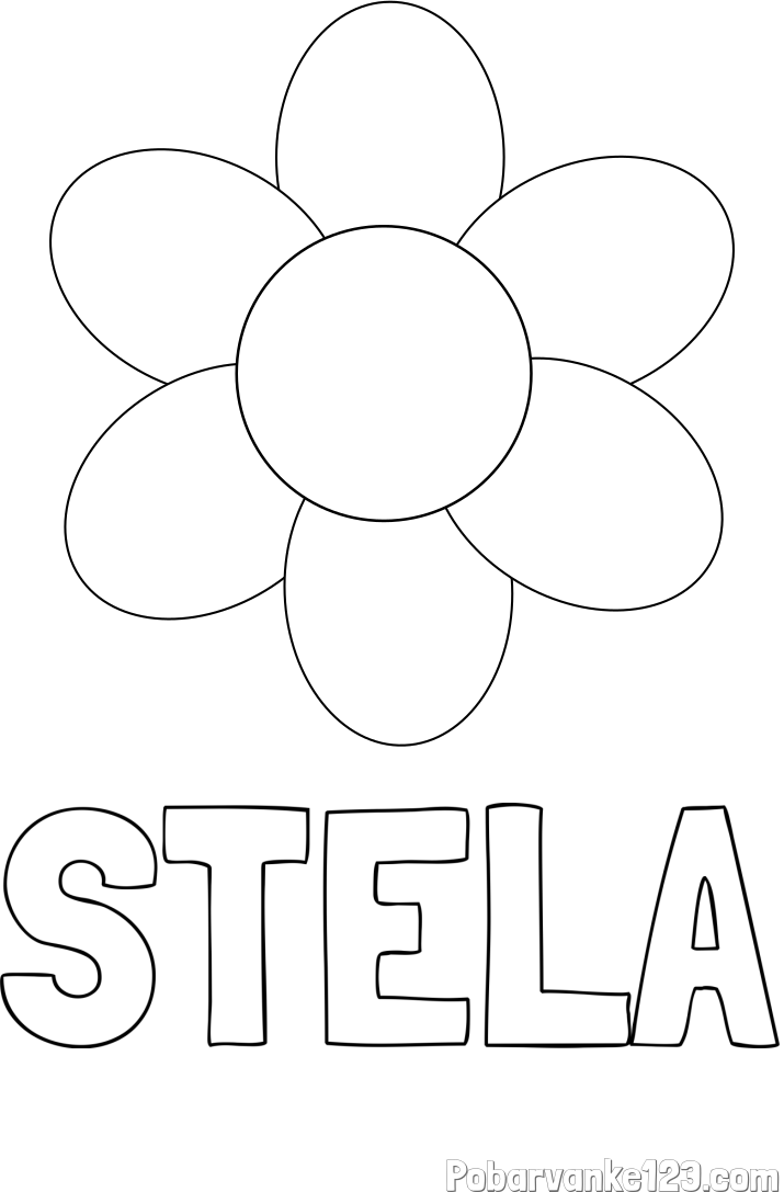 Pobarvanka imena STELA in otroška pobarvanka cveta