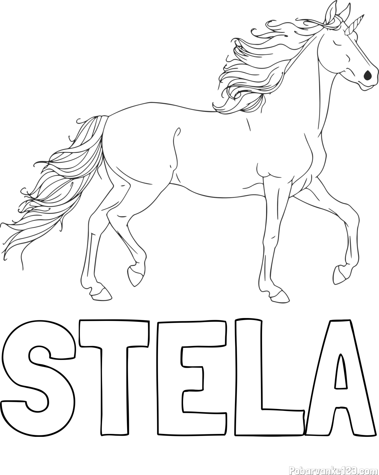 Pobarvanka imena STELA in samorog