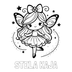 Online izdelana pobarvanka - Pobarvanka imena STELA KAJA in ljubka čarobna vila