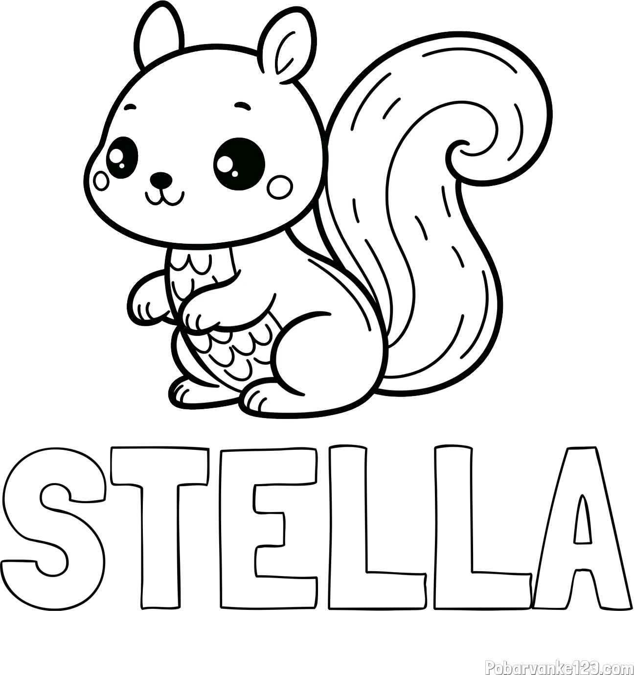 Pobarvanka imena STELLA in pobarvanka ljubke veverice